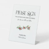 Winter Wedly Holly und Berries Gästebuchzeichen Sockelschild (Vorderseite)