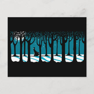 Winter-Weg im Moonlit Holz Postkarte