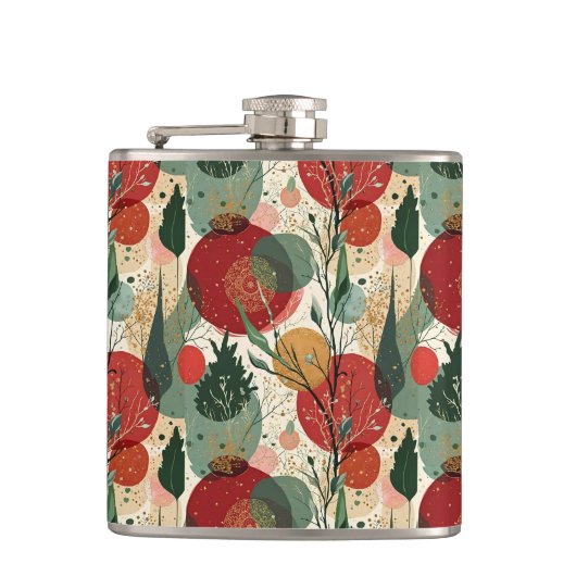 Winter / Weihnachten Abstrakte Kunst Flachmann (Vorderseite)