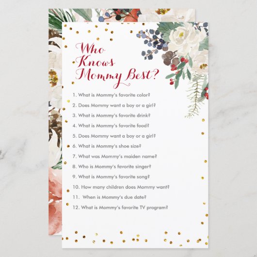 Winter Weihnachten Blumen, die Mommy Best Game ken (Vorne/Hinten)