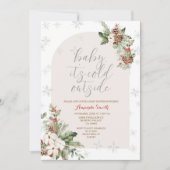 Winter Weihnachten Blumenkalt Außendusche Baby Einladung (Vorderseite)