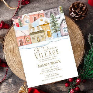 Winter Weihnachten Es braucht ein Dorf Baby Shower Einladung