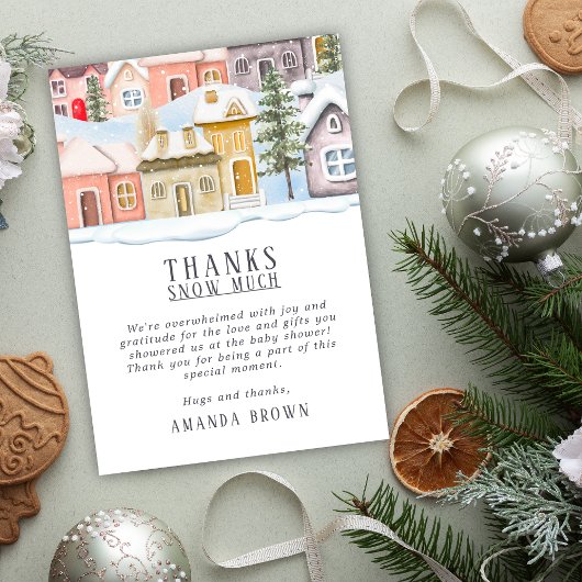 Winter Weihnachten Es dauert ein Dorf Danke Karte