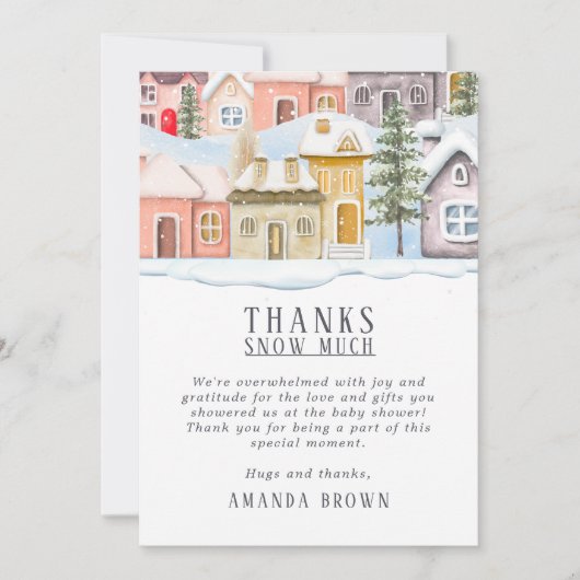 Winter Weihnachten Es dauert ein Dorf Danke Karte (Vorderseite)