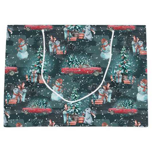 Winter Weihnachten Gemütliche mittelgroße Geschenk Große Geschenktüte (Vorderseite)