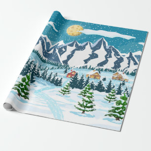 Winter-Weihnachten Hintergrund. Kiefernholz und Sc Geschenkpapier