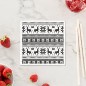 Winter Weihnachten Hirsch Black Snowflake Muster Serviette (Beispiel)