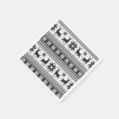 Winter Weihnachten Hirsch Black Snowflake Muster Serviette (Ecke)