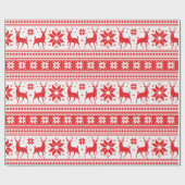 Winter Weihnachten Hirsch Red Snowflake Muster Geschenkpapier (Flach)