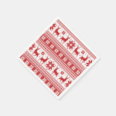 Winter Weihnachten Hirsch Red Snowflake Muster Serviette (Ecke)