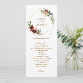 Winter Weihnachten Hochzeit Burgund Watercolor Boh Programm (Stehend Vorderseite)