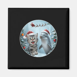 Winter Weihnachten Katze Dolphin Lover Selfie mit Magnet