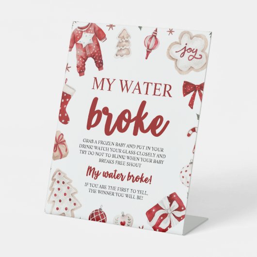 Winter Weihnachten Mein Wasser Broke Baby Duschens Sockelschild (Vorderseite)
