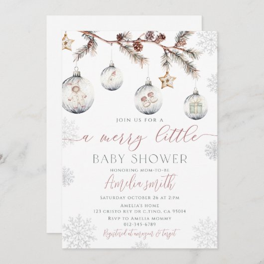 Winter Weihnachten Merry Little Baby Dusche Einladung (Vorne/Hinten)