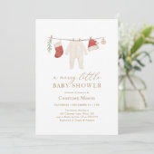 Winter Weihnachten Merry Little Baby Dusche Einladung (Stehend Vorderseite)