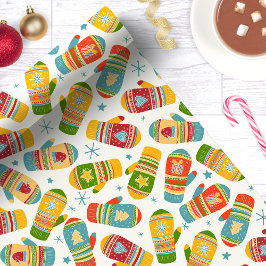 Winter Weihnachten Mittens Gloves Urlaubsmuster Geschenkpapier