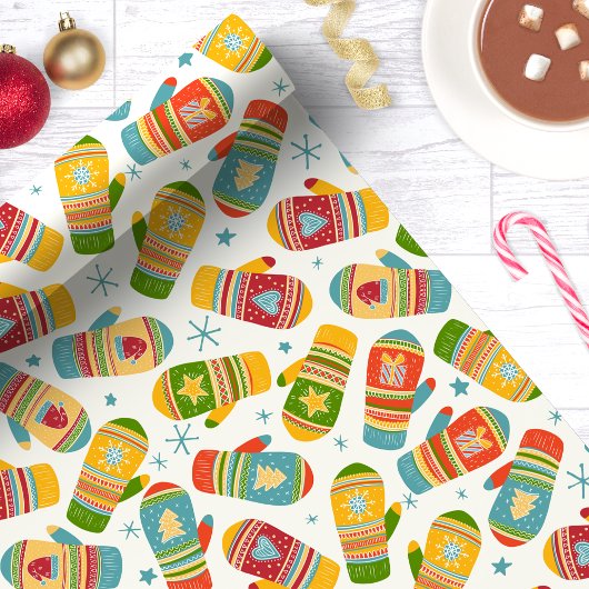 Winter Weihnachten Mittens Gloves Urlaubsmuster Geschenkpapier