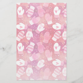 Winter Weihnachten Mittens Muster in Rosa Briefpapier