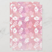 Winter Weihnachten Mittens Muster in Rosa Briefpapier (Vorne/Hinten)