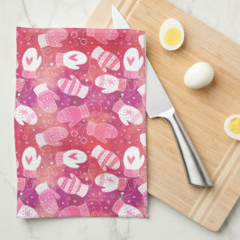 Winter Weihnachten Mittens Muster in Rosa Geschirrtuch