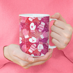 Winter Weihnachten Mittens Muster in Rosa Kaffeetasse