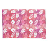 Winter Weihnachten Mittens Muster in Rosa Kissenbezug (Vorderseite)