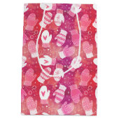Winter Weihnachten Mittens Muster in Rosa Mittlere Geschenktüte (Rückseite)