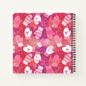 Winter Weihnachten Mittens Muster in Rosa Notizblock (Rückseite)