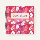 Winter Weihnachten Mittens Muster in Rosa Notizblock (Vorderseite)