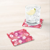 Winter Weihnachten Mittens Muster in Rosa Rechteckiger Pappuntersetzer (Vor Ort)