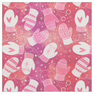 Winter Weihnachten Mittens Muster in Rosa Stoff