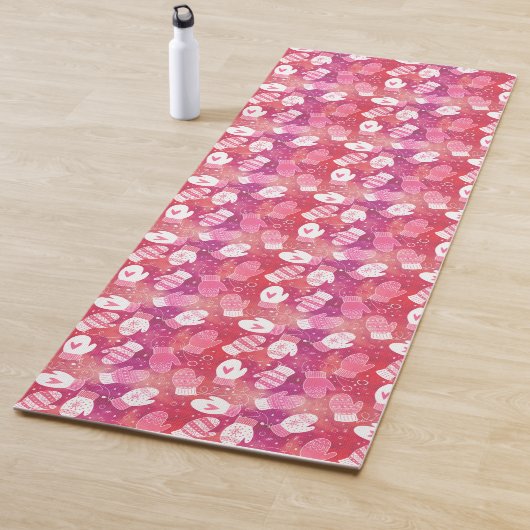 Winter Weihnachten Mittens Muster in Rosa Yogamatte (Beispiel)