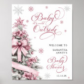 Winter Weihnachten Pink Baby Dusche Begrüßungszeic Poster (Vorne)