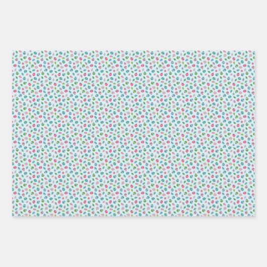 Winter Weihnachten Retro Inspiriert Blue Patterns Geschenkpapier Set (Vorderseite)