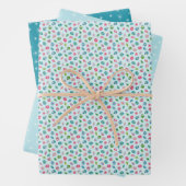 Winter Weihnachten Retro Inspiriert Blue Patterns Geschenkpapier Set (Beispiel)