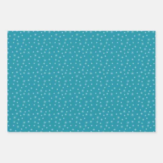 Winter Weihnachten Retro Inspiriert Blue Patterns Geschenkpapier Set (Vorderseite 3)