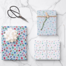 Winter Weihnachten Retro Inspiriert Muster Vol. 2 Geschenkpapier Set
