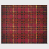 Winter Weihnachten Rot & Schwarzer Tartan & Golden Geschenkpapier (Flach)