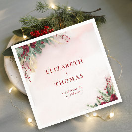 Winter Weihnachten Rote Berries Wasserfarbenwelt G Serviette