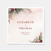 Winter Weihnachten Rote Berries Wasserfarbenwelt G Serviette (Vorderseite)