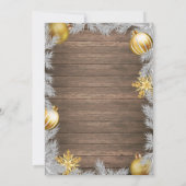 Winter Weihnachten Rustikale Gold Baby Dusche Einladung (Rückseite)