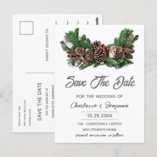Winter-Weihnachten Save-the-Date-Hochzeit Postkarte