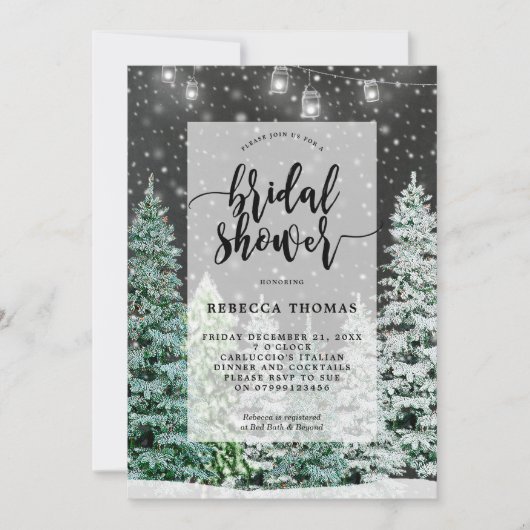 Winter Weihnachten Schnee Brautdusche Einladung (Vorderseite)