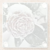 Winter, Weihnachten, Schnee, gefrorene Rose Zeichn Glasuntersetzer (Rückseite)