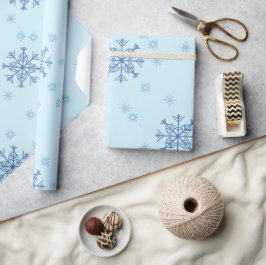 Winter Weihnachten Schneeflocken Blauer Schnee Geschenkpapier