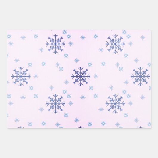 Winter Weihnachten Schneeflocken Blauer Schnee Geschenkpapier Set (Vorderseite 3)