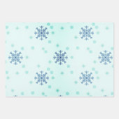 Winter Weihnachten Schneeflocken Blauer Schnee Geschenkpapier Set (Vorderseite)