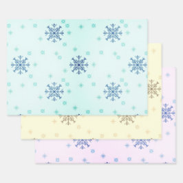 Winter Weihnachten Schneeflocken Blauer Schnee Geschenkpapier Set