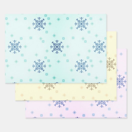 Winter Weihnachten Schneeflocken Blauer Schnee Geschenkpapier Set (Set)