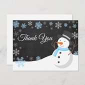 Winter Weihnachten Schneemann Blau Danke Karte (Vorne/Hinten)